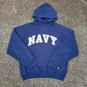 Vintage Russell Athletic Navy Embroidered Hoodie Blue Size M